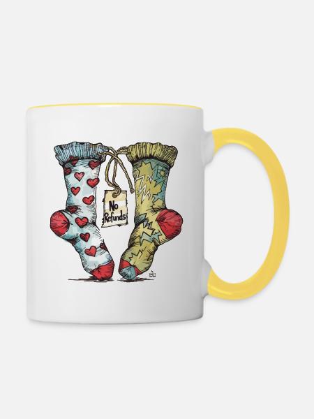 Abgestimmt für die Ewigkeit - Tasse zweifarbig - Weiß/Gelb