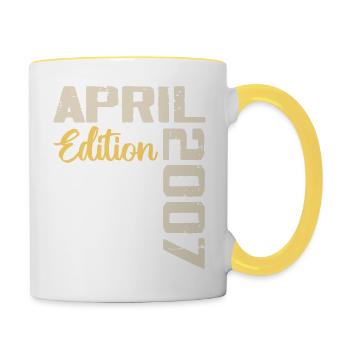 17 Jahre Jubiläum April 2007 Geburtstagsgeschenk - Tasse zweifarbig - Weiß/Gelb - Rechts