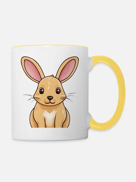 Süßer Hase - Tasse zweifarbig - Weiß/Gelb