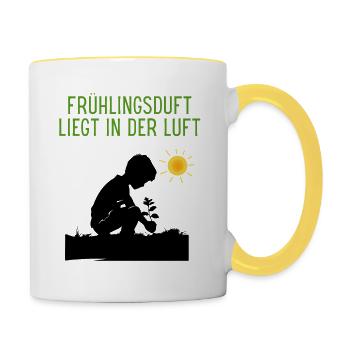 Le parfum du printemps est dans l’air pour les jardiniers - Mug contrasté - blanc/jaune - Droite