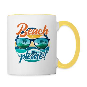 Beach please! - Tasse zweifarbig - Weiß/Gelb - Rechts