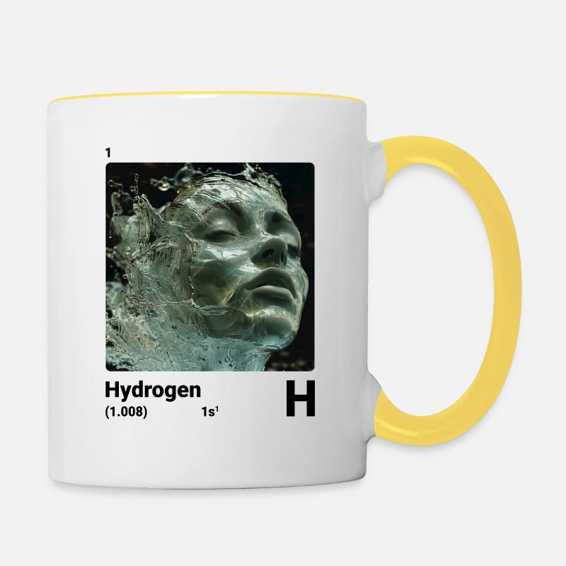 Hydrogen - H - Chemical Element 001 - Contrasting Mug - white/yellow