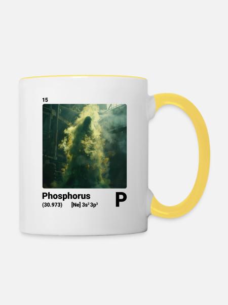 Periodic table element phosphorus (P) 015 - Contrasting Mug - white/yellow