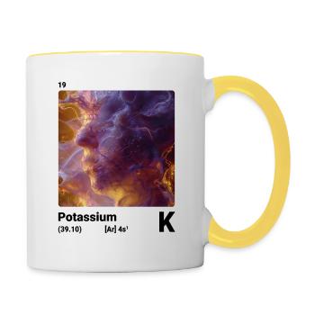 Élément chimique potassium K tableau périodique 019 - Mug contrasté - blanc/jaune - Droite