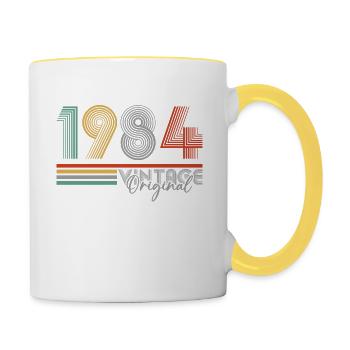 Vinatge 1984 Geburtstagsgeschenk - Tasse zweifarbig - Weiß/Gelb - Rechts
