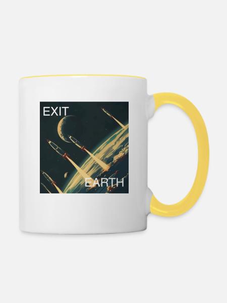 Exit Earth - Tasse zweifarbig - Weiß/Gelb