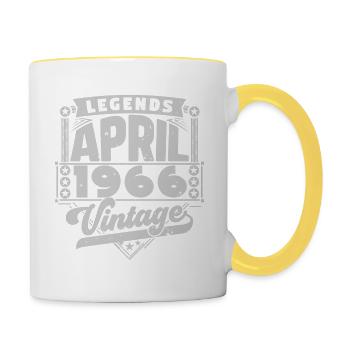 Vintage Gift Anniversary April 1966, April 1966 - Contrasting Mug - white/yellow - Right