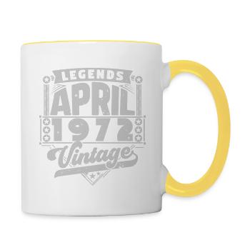 Cadeau Vintage Anniversaire avril 1972, avril 1972 - Mug contrasté - blanc/jaune - Droite