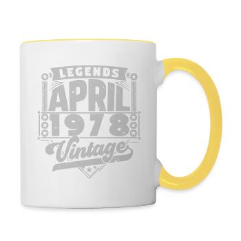 Cadeau Vintage Anniversaire avril 1978, avril 1978 - Mug contrasté - blanc/jaune - Droite