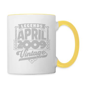 Cadeau Vintage Anniversaire avril 2009, avril 2009 - Mug contrasté - blanc/jaune - Droite