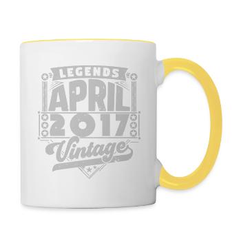Vintage Birthday Gift April 2017, April 2017 - Contrasting Mug - white/yellow - Right