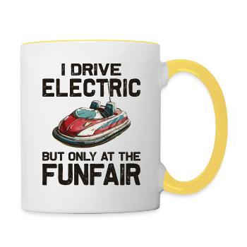 Ich fahre Elektrisch Kirmes Autoscooter - Tasse zweifarbig - Weiß/Gelb - Rechts