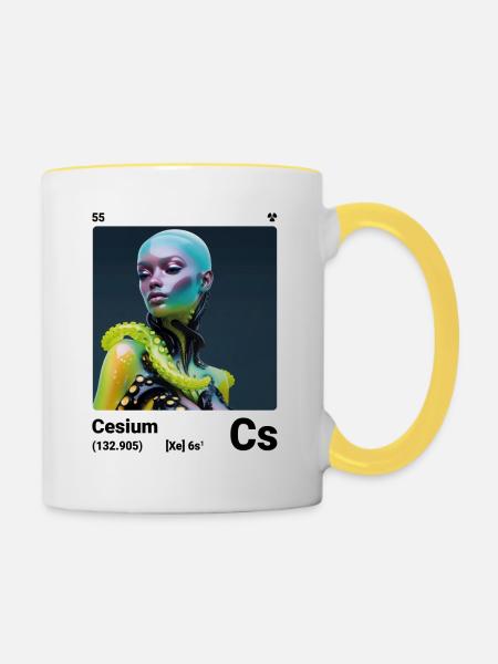 AI am Cäsium (wt) - Tasse zweifarbig - Weiß/Gelb