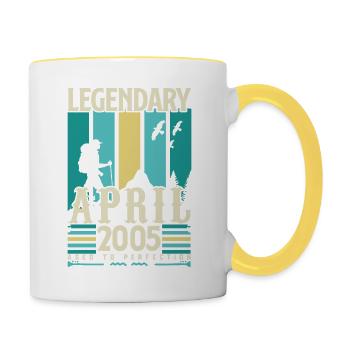 cadeau Anniversaire Avril 2005, Vintage avril 2005 - Mug contrasté - blanc/jaune - Droite
