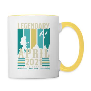 April 2021 Jubiläumsgeschenk, Jahrgang April 2021 - Tasse zweifarbig - Weiß/Gelb - Rechts
