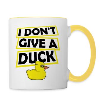 Lustig Ich gebe keine Ente Gummienten Sarkasmus - Tasse zweifarbig - Weiß/Gelb - Rechts