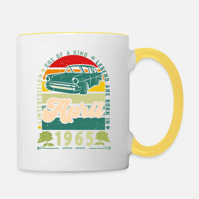 April 1965, April 1965, April 1965. - Contrasting Mug - white/yellow