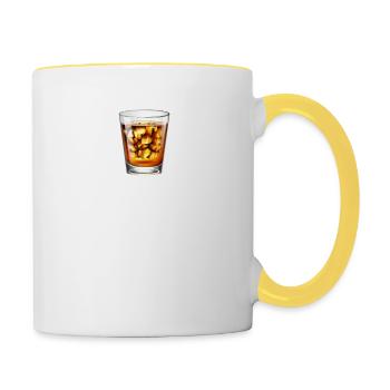 Alcohol You Later T-Shirt - Lustiger Whiskeytrinker - Tasse zweifarbig - Weiß/Gelb - Rechts