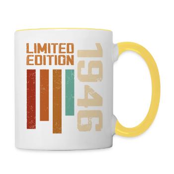 Vintage 1946 Cadeau d’anniversaire 1946 Retro 1946 - Mug contrasté - blanc/jaune - Droite