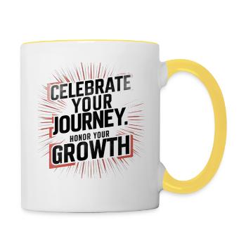 Celebrate Journey Honor Growth | Digital Art - Contrasting Mug - white/yellow - Right