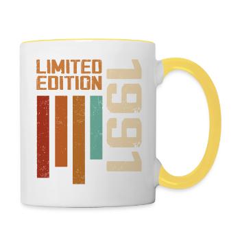Vintage 1991 Cadeau d’anniversaire 1991 Retro 1991 - Mug contrasté - blanc/jaune - Droite