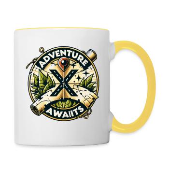 Abenteuer Kompass & Karte - Tasse zweifarbig - Weiß/Gelb - Rechts