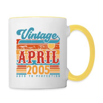 Avril 2005, Cadeau Anniversaire Vintage avril 2005 - Mug contrasté - blanc/jaune - Droite