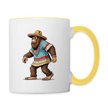 Mexicain Bigfoot Sasquatch Sombrero - Mug contrasté - blanc/jaune - Droite