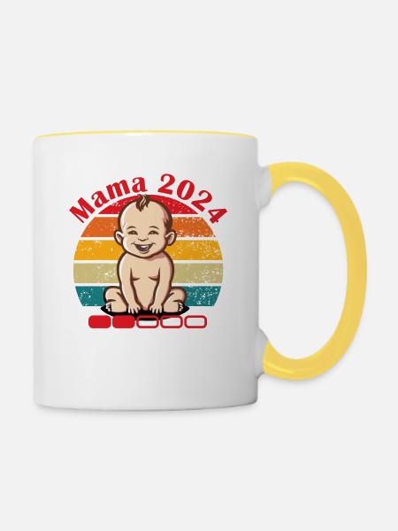 Mama 2024 Loading - Tasse zweifarbig - Weiß/Gelb