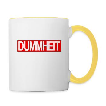 Gib Dummheit keine Chance - Tasse zweifarbig - Weiß/Gelb - Rechts