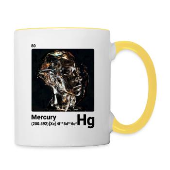 Mercure - Hg - Élément chimique 080 - Mug contrasté - blanc/jaune - Droite