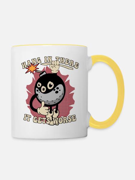 Halten durch - Tasse zweifarbig - Weiß/Gelb