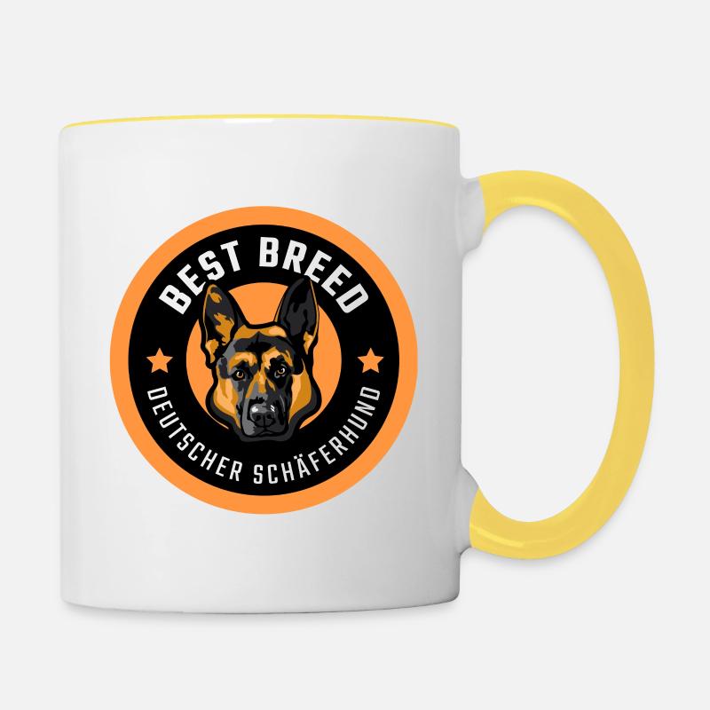 Best Breed Deutscher Schäferhund - Tasse zweifarbig - Weiß/Gelb