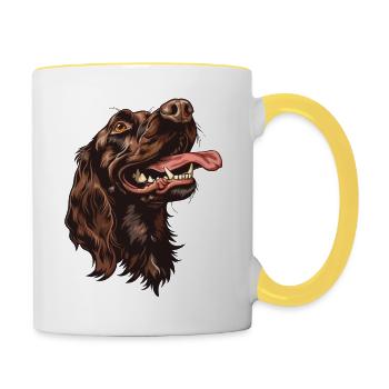 Boykin Spaniel | Cartoon Artwork - Contrasting Mug - white/yellow - Right