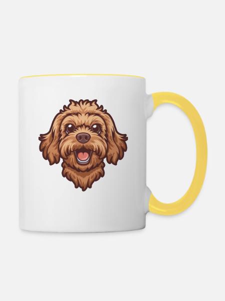 Cavapoo | Cavoodle | Cartoon Artwork - Tasse zweifarbig - Weiß/Gelb