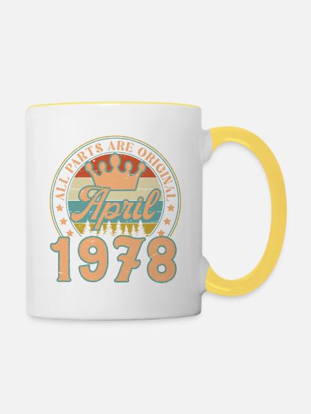 Avril 1978. Cadeau d’anniversaire avril 1978 April - Mug contrasté - blanc/jaune