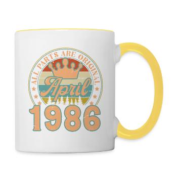 Avril 1986. Cadeau d’anniversaire avril 1986 April - Mug contrasté - blanc/jaune - Droite