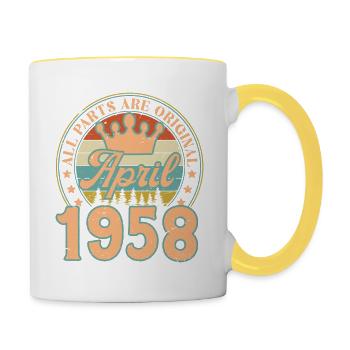Avril 1958. Cadeau d’anniversaire avril 1958 April - Mug contrasté - blanc/jaune - Droite