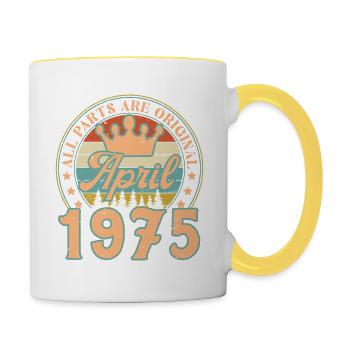 April 1975. April 1975 Birthday Gift April - Contrasting Mug - white/yellow - Right