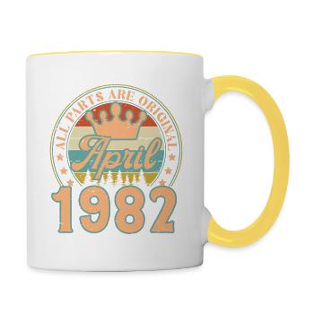 April 1982. April 1982 Birthday Gift April - Contrasting Mug - white/yellow - Right