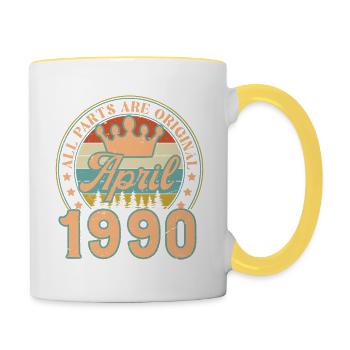 Avril 1990. Cadeau d’anniversaire avril 1990 April - Mug contrasté - blanc/jaune - Droite