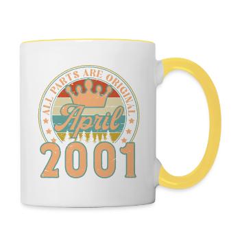 Avril 2001. Cadeau d’anniversaire avril 2001 April - Mug contrasté - blanc/jaune - Droite