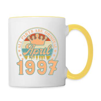 Avril 1997. Cadeau d’anniversaire avril 1997 April - Mug contrasté - blanc/jaune - Droite