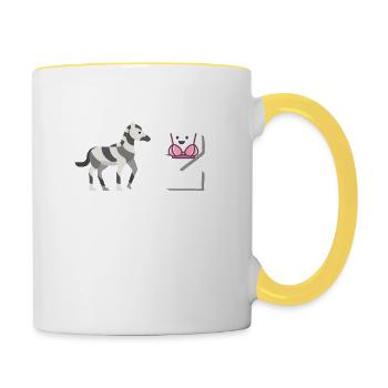 Was zum... Zebra und lächelnder Z-BH mit lustigen Streifen - Tasse zweifarbig - Weiß/Gelb - Rechts