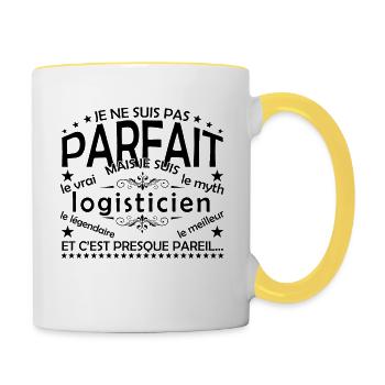Logistiker-Geschenk Logistiker, der echte Logistiker - Tasse zweifarbig - Weiß/Gelb - Rechts