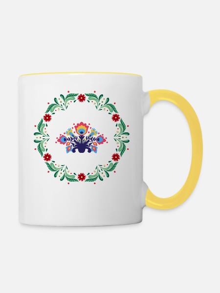 Ich liebe Folk - Tasse zweifarbig - Weiß/Gelb