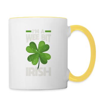 Wee Bit Irish Lucky Clover Festive Graphic - Contrasting Mug - white/yellow - Right