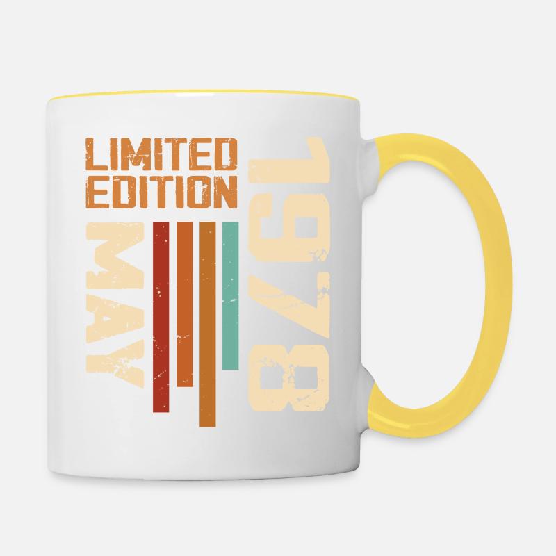 May 1978 Vintage Born In May 1978 Birthday - Contrasting Mug - white/yellow