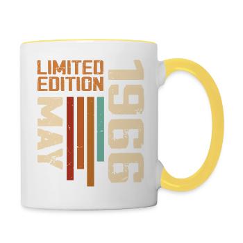 Mai 1966 Vintage Nées En Mai 1966 Anniversaire - Mug contrasté - blanc/jaune - Droite