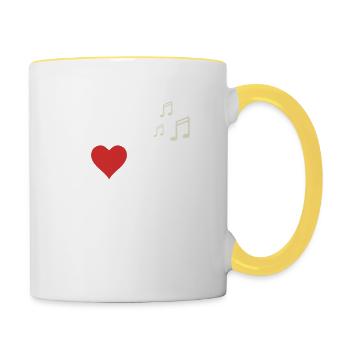 I Love Jazz Saxophone Sheet Music Rhythmic Soul Harmony - Contrasting Mug - white/yellow - Right